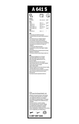 Set stergatoare BOSCH AeroTwin A641S 3 397 007 644, lungime 625 mm, 725 mm, fara carcasa, pentru vehicule cu volan pe stanga [3]