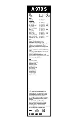 Set stergatoare BOSCH AeroTwin A979S 3397118979, lungime 600 mm, 475 mm, fara carcasa, pentru vehicule cu volan pe stanga [3]