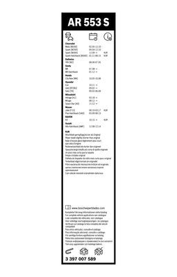 Set stergatoare BOSCH AeroTwin AR553S 3397007589, lungime 550 mm, 340 mm, fara carcasa, pentru vehicule cu volan pe stanga [3]