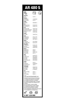 Set stergatoare BOSCH AeroTwin Retro AR480S 3397118900, lungime 2 x 475 mm, kit retrofit, fara carcasa, pentru vehicule cu volan pe stanga [3]