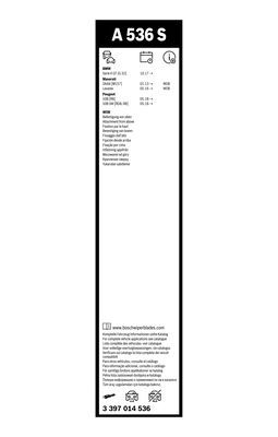 Set stergatoare parbriz BOSCH A536S 3 397 014 536, lungime 650 mm, 450 mm, pentru vehicule cu volan pe stanga [3]