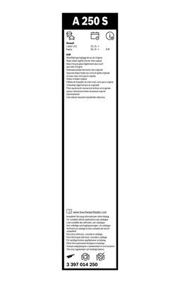 Set stergatoare parbriz BOSCH AeroTwin A250S 3397014250, lungime 650 mm, 360 mm, fara carcasa, pentru vehicule cu volan pe stanga [3]