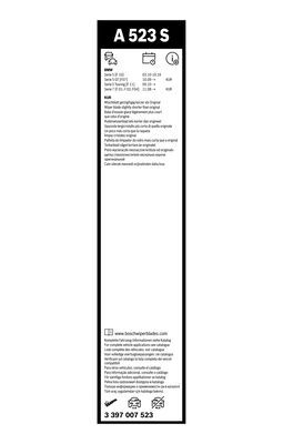 Set stergatoare parbriz BOSCH AeroTwin A523S 3397007523, lungime 650 mm, 450 mm, fara carcasa, pentru vehicule cu volan pe stanga [3]