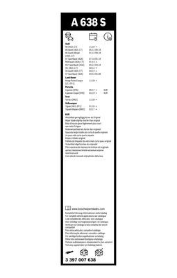 Set stergatoare parbriz BOSCH AeroTwin A638S 3397007638, lungime 650 mm, 530 mm, fara carcasa, pentru vehicule cu volan pe stanga [3]