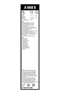 Set stergatoare parbriz BOSCH AeroTwin A868S 3397007868, lungime 650 mm, 340 mm, fara carcasa, pentru vehicule cu volan pe stanga [3]