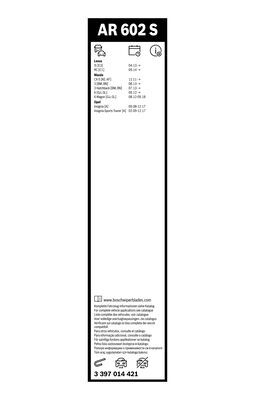 Set stergatoare parbriz BOSCH AeroTwin AR602S 3397014421, lungime 600 mm, 450 mm, lama stergator lata, pentru vehicule cu volan pe stanga [3]