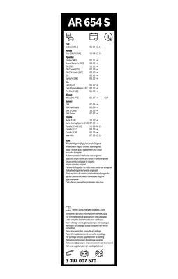 Set stergatoare parbriz BOSCH AeroTwin Retrofit AR654S 3397007570, lungime 650 mm, lungime 340 mm, fara carcasa, pentru vehicule cu volan pe stanga [3]