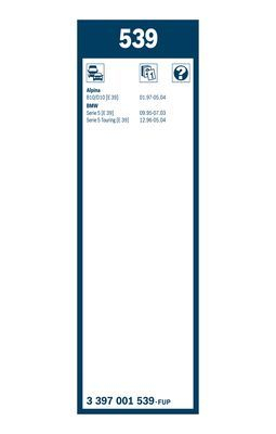 Set stergatoare parbriz BOSCH Twin 539 3397001539, lungime 650 mm, 550 mm, standard [3]