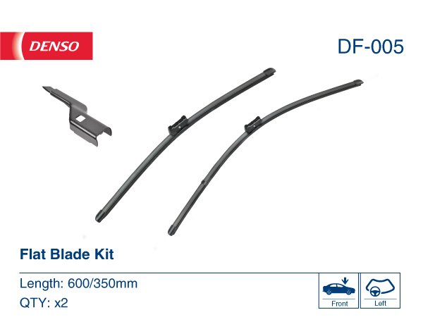 Set stergatoare parbriz DENSO Flat Blade DF-005, lungime 600 mm, 350 mm, lama stergator lata [2]