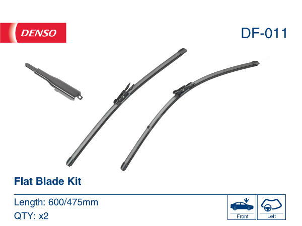 Set stergatoare parbriz DENSO Flat Blade DF-011, lungime 475 mm, 600 mm, lama stergator lata [2]