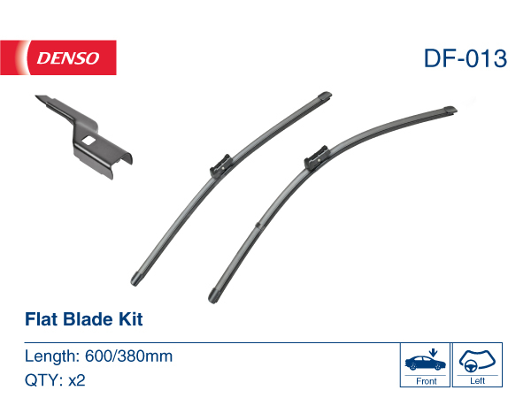 Set stergatoare parbriz DENSO Flat Blade DF-013, lungime 600 mm, 380 mm, lama stergator lata [2]
