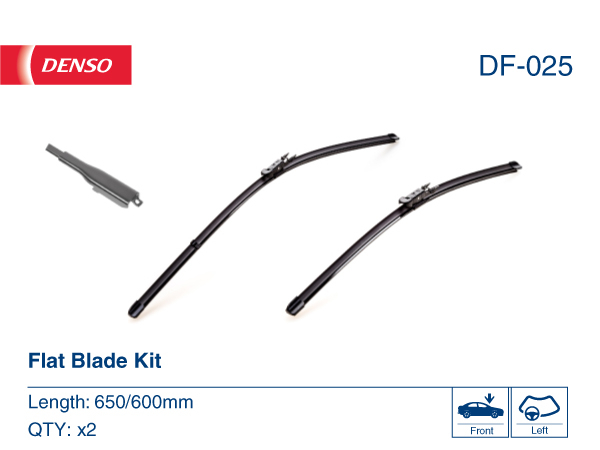Set stergatoare parbriz DENSO Flat Blade DF-025, lungime 650 mm, 600 mm, lama stergator lata [2]