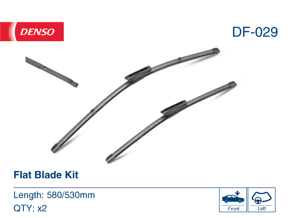 Set stergatoare parbriz DENSO Flat Blade DF-029, lungime 580 mm, 530 mm, lama stergator lata [2]