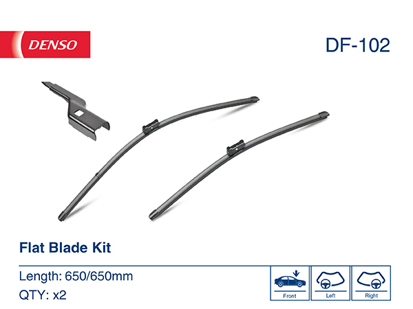 Set stergatoare parbriz DENSO Flat Blade DF-102, lungime 650 mm, lama stergator lata [2]