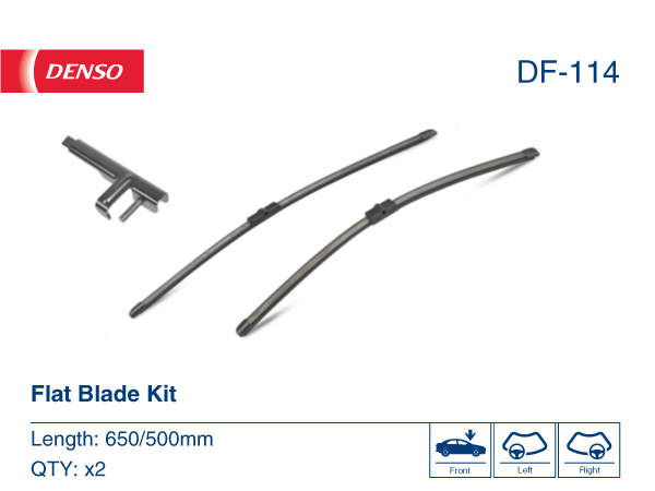 Set stergatoare parbriz DENSO Flat Blade DF-114, lungime 650 mm, 500 mm, lama stergator lata [2]
