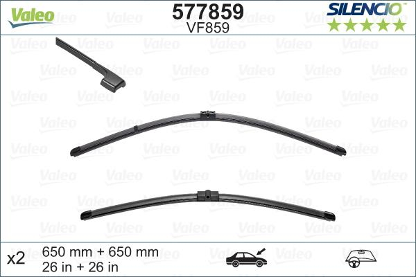 Set stergatoare parbriz VALEO SILENCIO X.TRM 577859, lungime 650 mm, fara carcasa, cu spoiler [2]