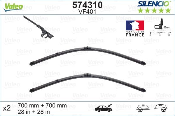Set stergatoare parbriz VALEO SILENCIO X.TRM FLAT BLADE SET 574310, lungime 700 mm, fara carcasa, cu spoiler [2]