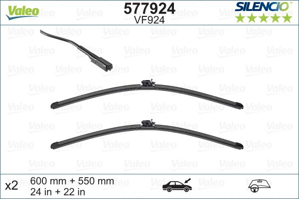Set stergatoare parbriz VALEO SILENCIO X.TRM FLAT BLADE SET 577924, lungime 600 mm, 550 mm, lama stergator lata [2]