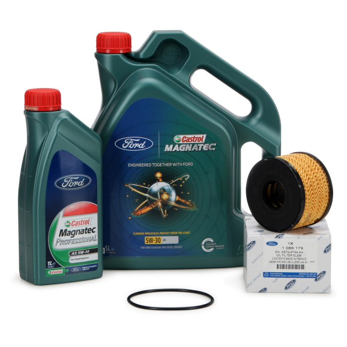 Set Ulei Motor Castrol Magnatec Ford 5W-30 A5 5L 15D5E8 + Ulei Motor Castrol Magnatec Ford 5W-30 A5 1L 15D5E6 + Filtru Ulei Oe Ford 1088179 [1]