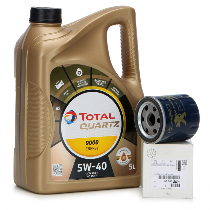 Set Ulei Motor Total Quartz 9000 Energy 5W-40 5L + Filtru Ulei Oe Citroen 9808867880 [1]