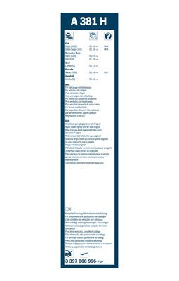 Stergator luneta BOSCH AeroTwin Rear A381H 3397008996, lungime 380 mm, fara carcasa [3]