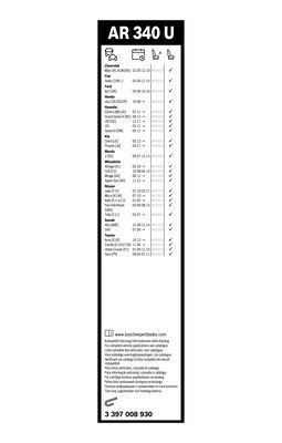Stergator parbriz BOSCH AeroTwin Retro AR340U 3397008930, lungime 340 mm, fara carcasa, pentru vehicule cu volan pe stanga [3]