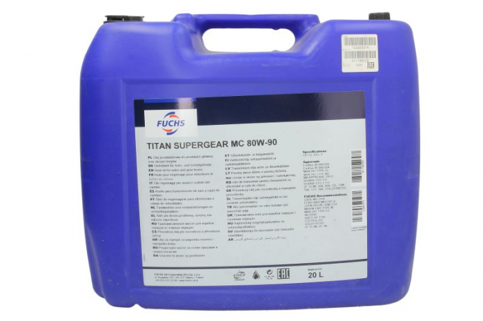 Ulei transmisie manuala FUCHS SUPERGEAR MC 80W90, volum 20 litri [1]