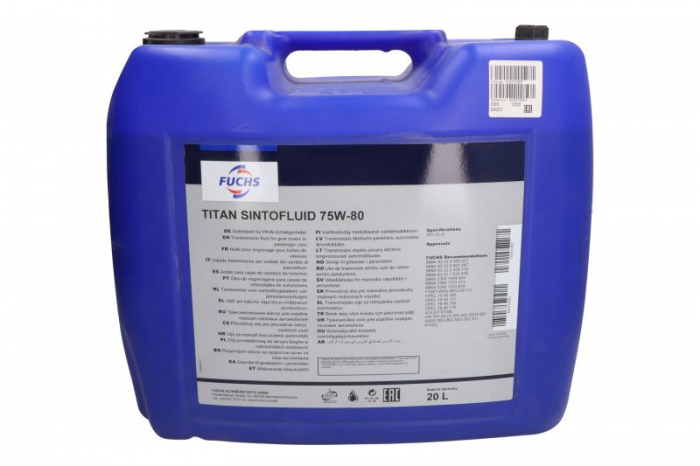 Ulei transmisie manuala FUCHS TITAN SINTOFLUID 75W80, volum 20 litri [1]