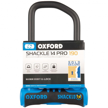 Antifurt - Antifurt Bicicleta Oxford Shackle14 Pro U-Lock 260mm x 177mm Otel Negru / Albastru LK321