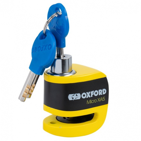 Antifurt Blocator Disc Frana Cu Alarma Moto Oxford Micro XA5 Alarm Disc Lock Otel Galben / Negru LK213 [1]