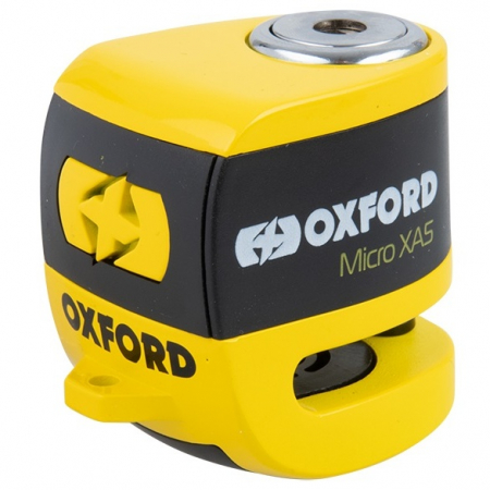 Accesorii moto - Antifurt Blocator Disc Frana Cu Alarma Moto Oxford Micro XA5 Alarm Disc Lock Otel Galben / Negru LK213