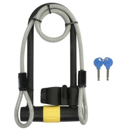 Antifurt - Antifurt Roata Moto Oxford Magnum Duo U-lock (177x340mm) With Bracket & Cable Otel Negru LK225