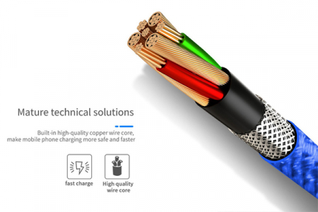 Cablu date incarcare 3IN1 fast charge 3.0 USB la micro  USB TYPE-C LIGHTNING 1.5M 3A negru [5]