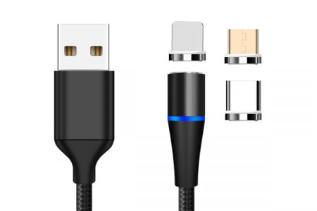 Cablu date incarcare 3IN1 fast charge 3.0 USB la micro  USB TYPE-C LIGHTNING 1.5M 3A negru [0]