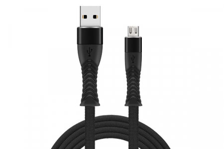 Cablu date incarcare FISH USB la micro  USB 1M 2.4A negru [0]