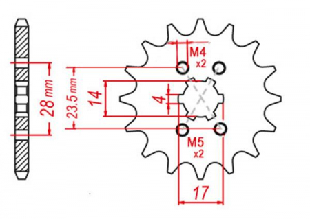 Pinion fata - EMGO - Pinion (fata) 13013, 11 dinti - Mopedmotor Piaggio/Derbi '00-