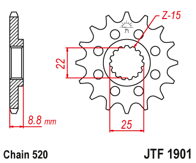 Pinion fata - EMGO - Pinion (fata) JTF1901, 14 dinti - KTM EXC125/200/360 SX360/450F