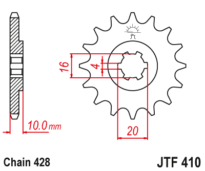 Pinion fata - EMGO - Pinion (fata) JTF410, 15 dinti - GZ125 Marauder