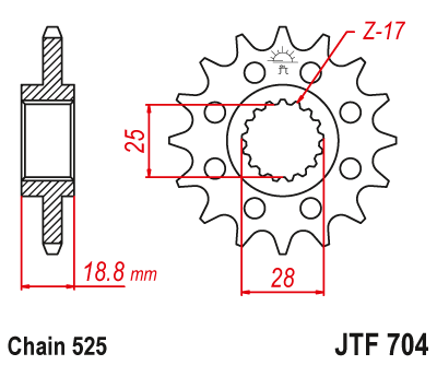 Foaie/ pinion spate - ESJOT - Pinion (fata) 50-29020, 17 dinti - RSV1000-'03/ETV'01-/F650GS