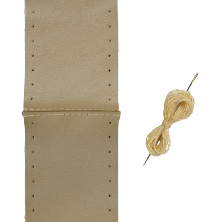 Husa Volan Cu Snur Piele Naturala Gri - Bej 36-39 Cm [2]
