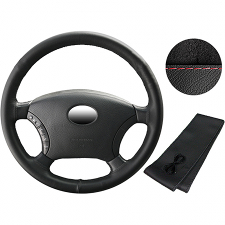 Husa Volan Cu Snur Piele Naturala One Line Negru 37-39 Cm [0]