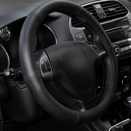 Accesorii auto interior - Husa Volan Piele Naturala Negru 35-37 CM