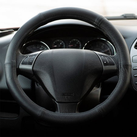 Accesorii auto interior - Husa Volan Piele Naturala Negru 37-39 Cm