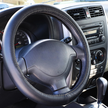 Husa Volan Piele Naturala One Line Negru 37-39 Cm [1]