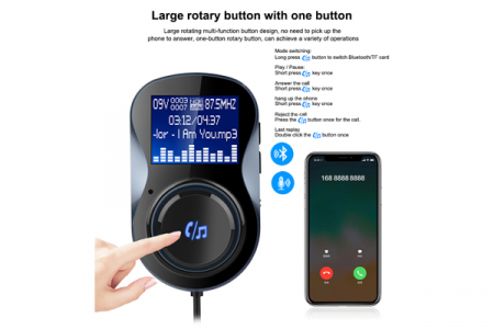 Incarcator Auto 1Xusb Qc3.0 Si 1Xusb 2.4A Cu Bluetooth Si Modulator Fm [8]