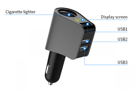 Incarcator Auto 3Xusb 3.1A Cu Afisaj Tensiune Si Fisa Bricheta Mega Drive [4]