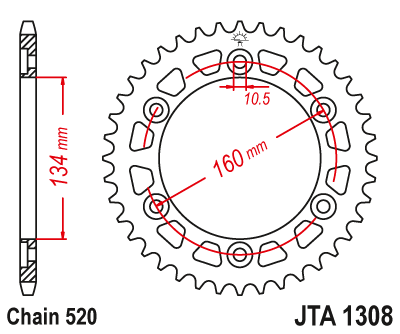 Foaie/ pinion spate - JT - Foaie (spate) Aluminiu JTA1308, 46 dinti - CBR600'01/900'00