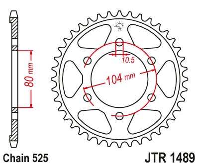 Foaie/ pinion spate - JT - Foaie (spate) JTR1489, 42 dinti - ZX-7RR/Z1000'03-06