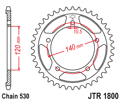 Foaie/ pinion spate - JT - Foaie (spate) JTR1800, 40 dinti - SV1000/SV1000S'03-