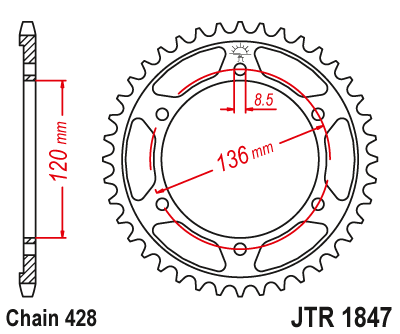 Foaie/ pinion spate - JT - Foaie (spate) JTR1847, 57 dinti - TDR125